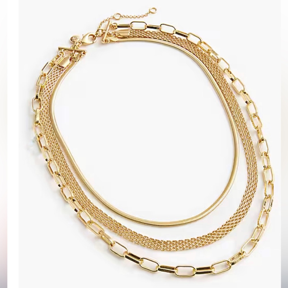 NWT J.Crew Multichain layered necklace. Color: RICH GOLD.
